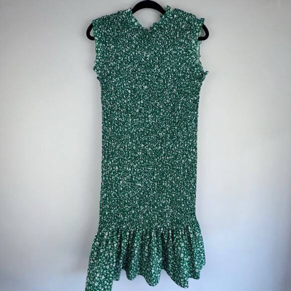 NWOT Shein Curve Women 2XLarge Smocked Floral Sleeveless Dress Green Ruffled - Picture 5 of 9